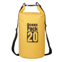 (Yellow, 20L(Double Shoulder Strap)) 2L-30L PVC Waterproof Dry Bag Sack Ocean Pack Floating Boating Kayaking Camping