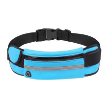 (Sky Blue) Waterproof Running Belt Bum Waist Pouch Fanny Pack Camping Sport Hiking Zip Bags
