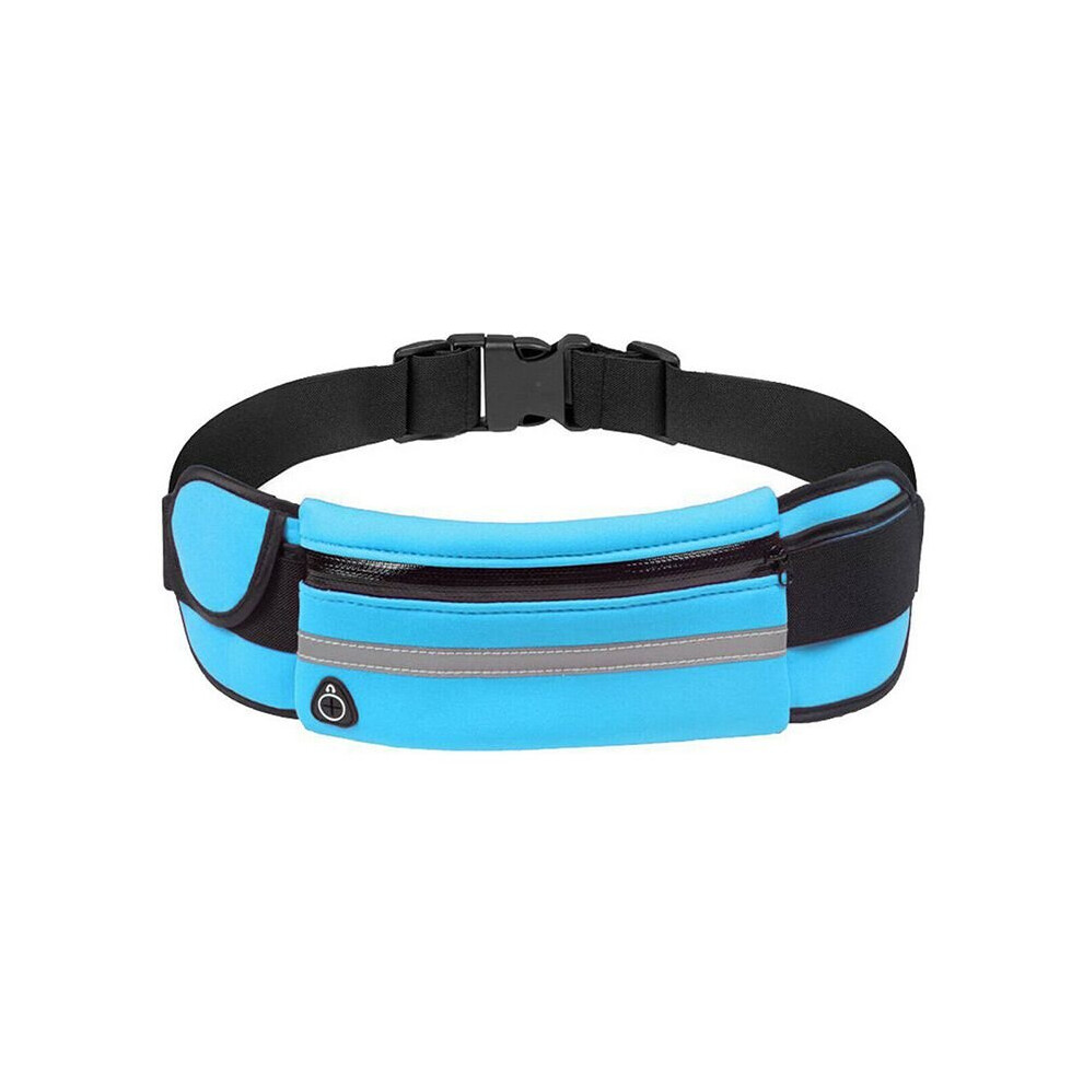 (Sky Blue) Waterproof Running Belt Bum Waist Pouch Fanny Pack Camping Sport Hiking Zip Bags