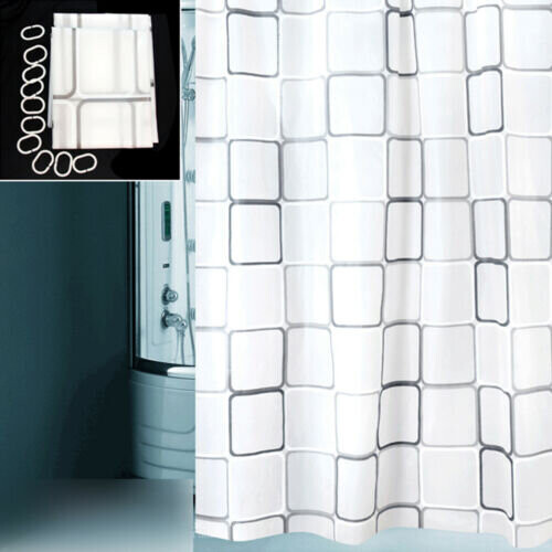 (Large Quadro) Shower Curtain Mould & Mildew Resistant 12 Hook 1