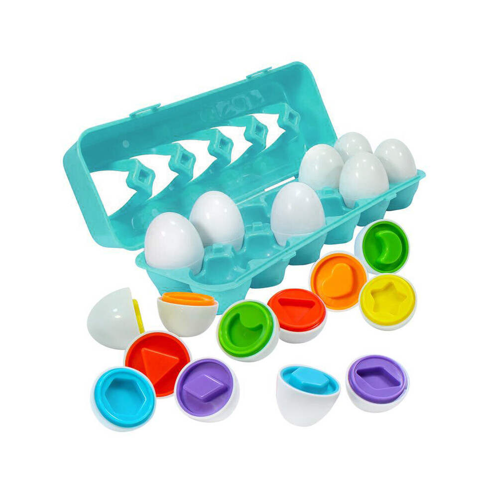 Matching 12 Pcs Eggs Set Color & Shape Sorter Recognition Educational Baby Toy