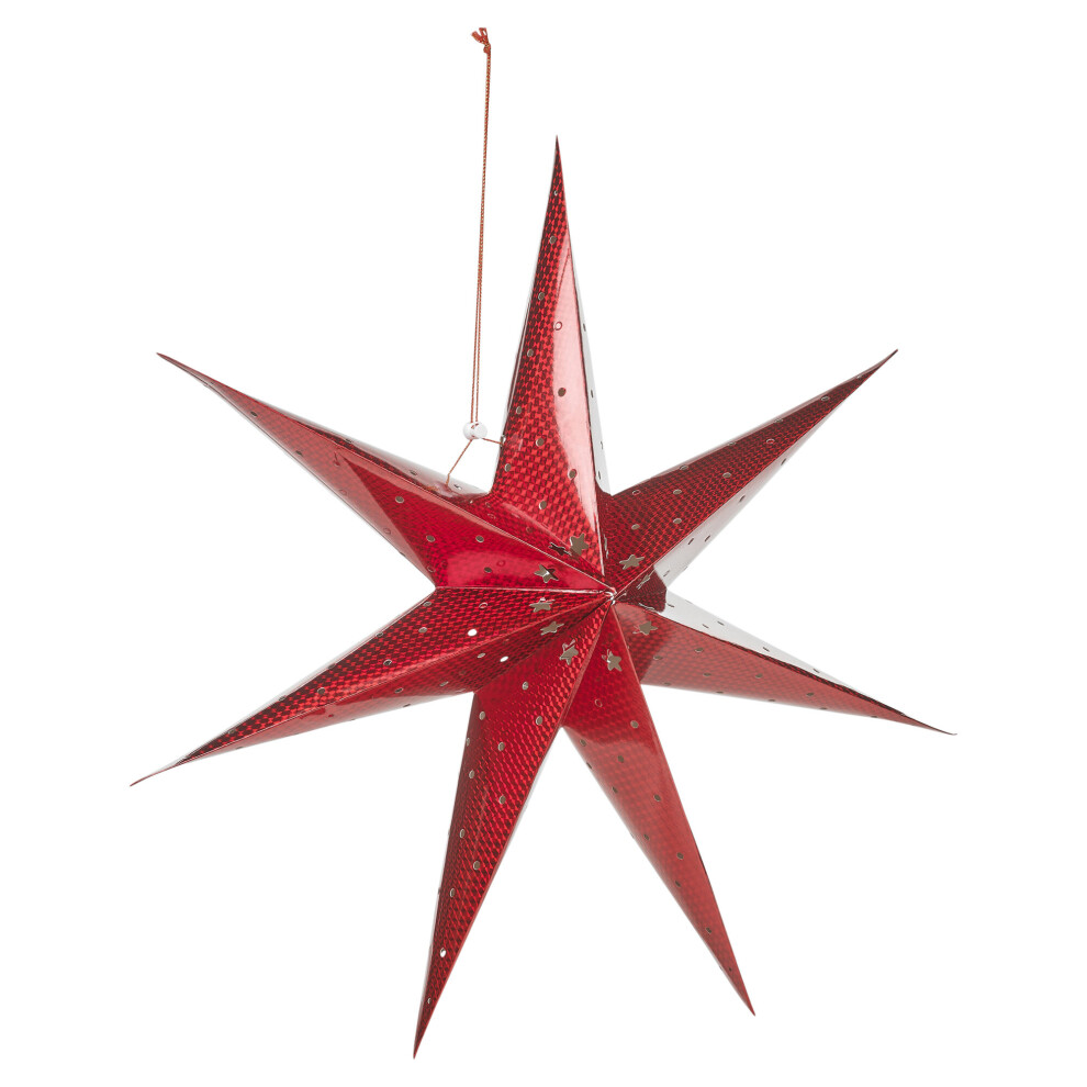 (Red) Large LED Decorative Festive Paper Star Hanging Christmas Lantern Xmas Lights