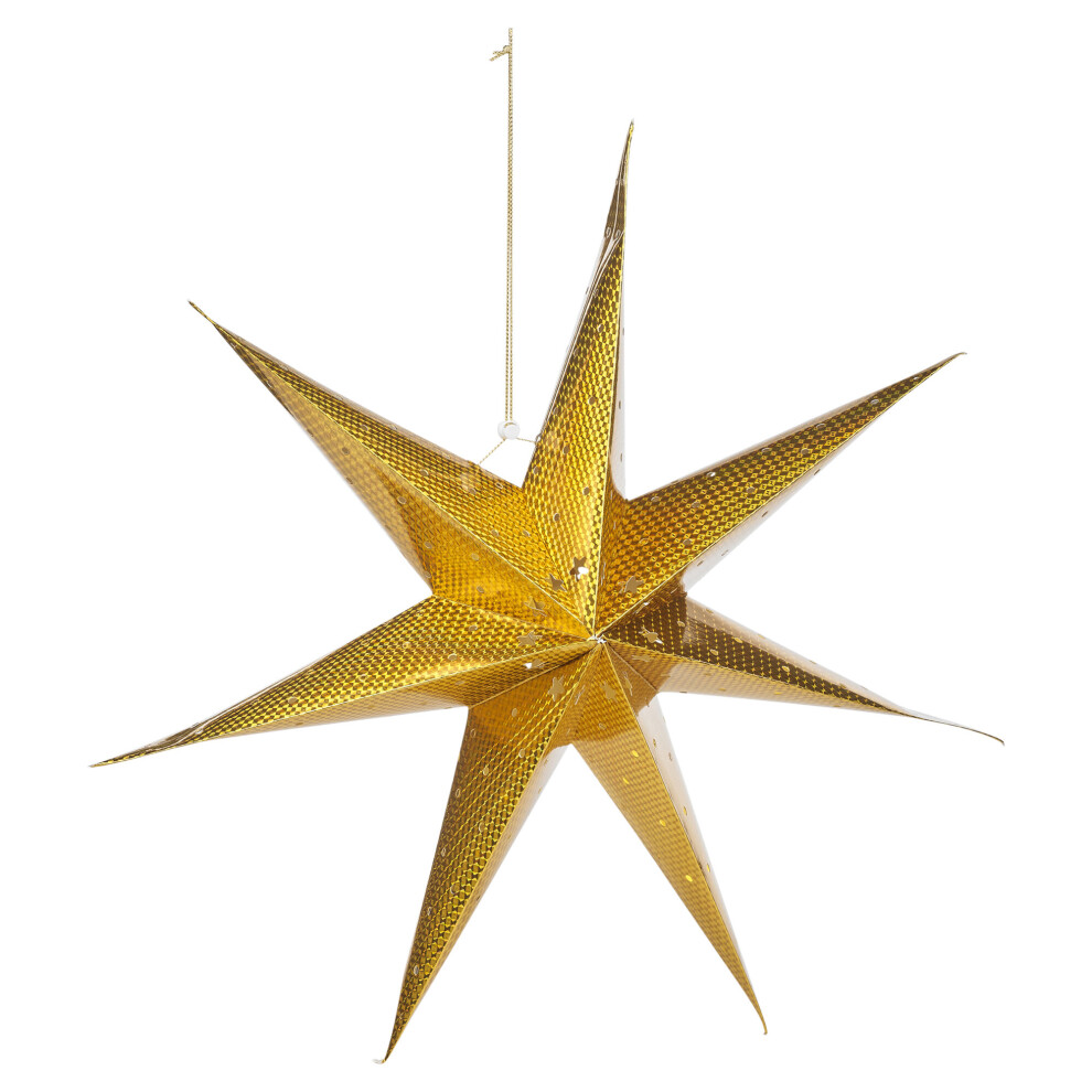 (Gold) Large LED Decorative Festive Paper Star Hanging Christmas Lantern Xmas Lights