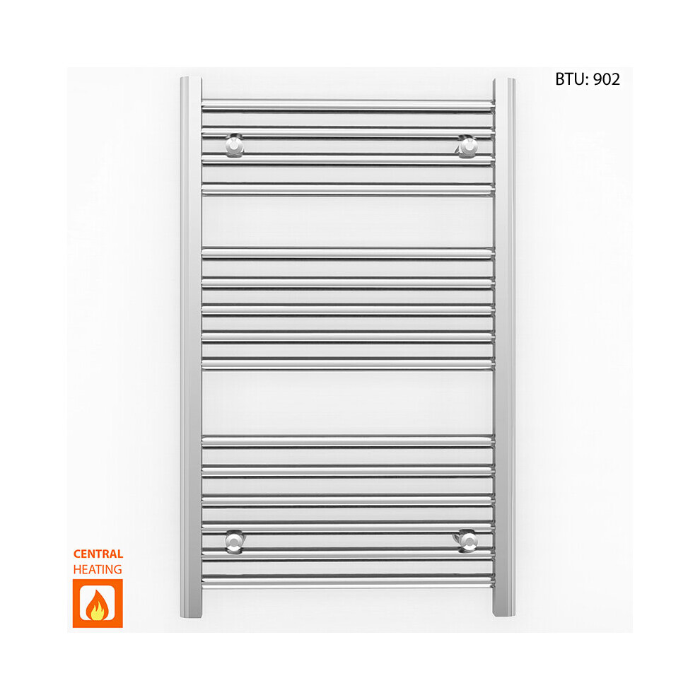 (500 X 800 (Btu: 902), Chrome Angled Valves) 500Mm Wide Chrome Towel Rail Radiator With Valves 9028009409489