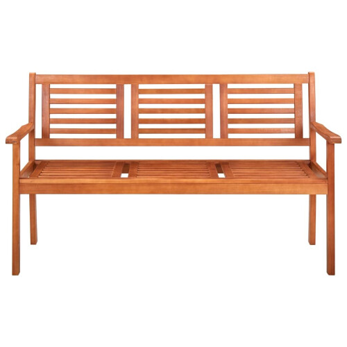 VidaXL vidaXL Solid Eucalyptus Wood 3-Seater Garden Bench 150cm Outdoor Furniture 1