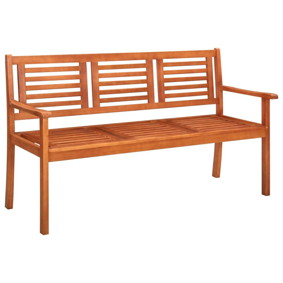 vidaXL Solid Eucalyptus Wood 3-Seater Garden Bench 150cm Outdoor Furniture