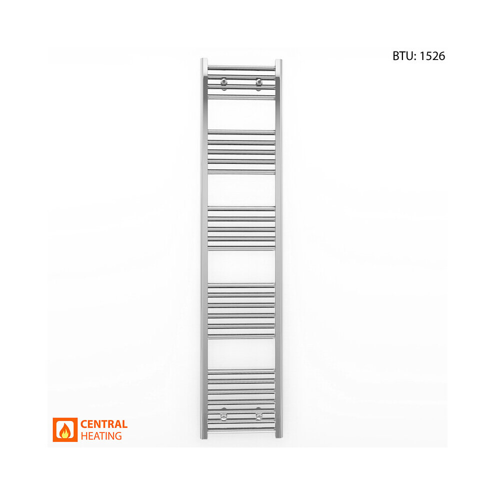 (400 X 1600 (Btu: 1526), Trv Chrome Straight Valves) 400Mm Wide Chrome Towel Rail Radiator With Valves 9028009408819