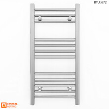(400 x 700 (BTU: 672), TRV Chrome Angled Valves) 400mm Wide Chrome Towel Rail Radiator With Valves
