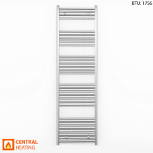 (450 x 1700 (BTU:1756), Chrome Straight Valves) 450mm Wide Chrome Towel Rail Radiator With Valves