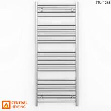 (450 x 1200 (BTU:1288), TRV Chrome Angled Valves) 450mm Wide Chrome Towel Rail Radiator With Valves