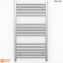 (450 x 900 (BTU:933), TRV Chrome Straight Valves) 450mm Wide Chrome Towel Rail Radiator With Valves
