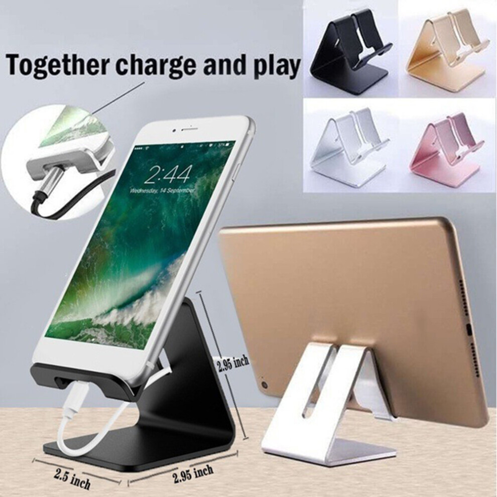 (Silver) Universal Aluminium Alloy Mobile Phone Desktop Tablet Stand Bracket Holder Stand Silver 9424349326965