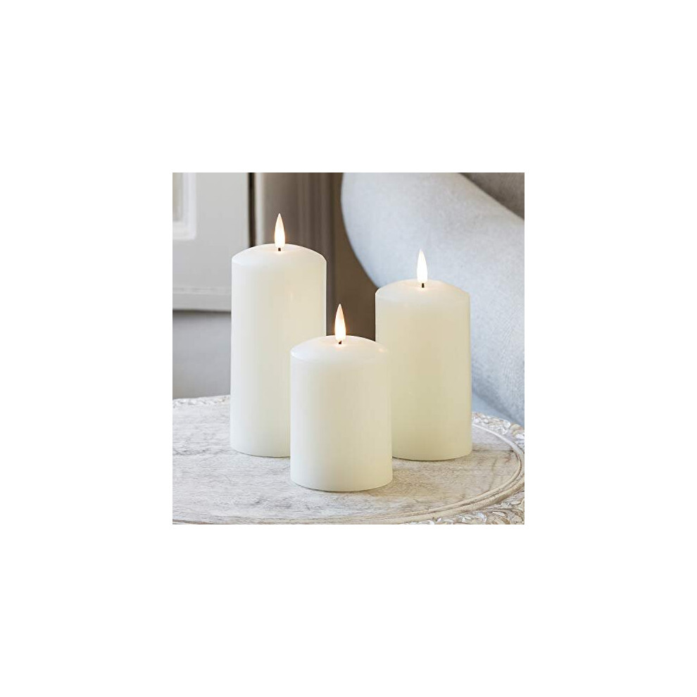 Lights4fun Set of 3 TruGlow Battery LED Flameless Pillar Candles with Timer Real Ivory Wax-image-OPC-P8NZB9C-NEW