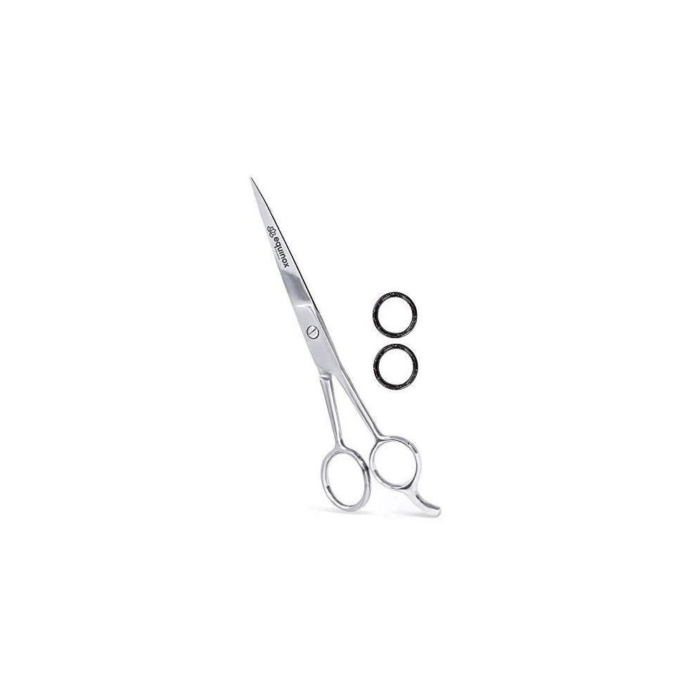 Equinox International Professional Hairdressing Scissors With Finger Rest And Finger Inserts - Ice Tempered Barber Hair Cutting Scissors - 6.5 In