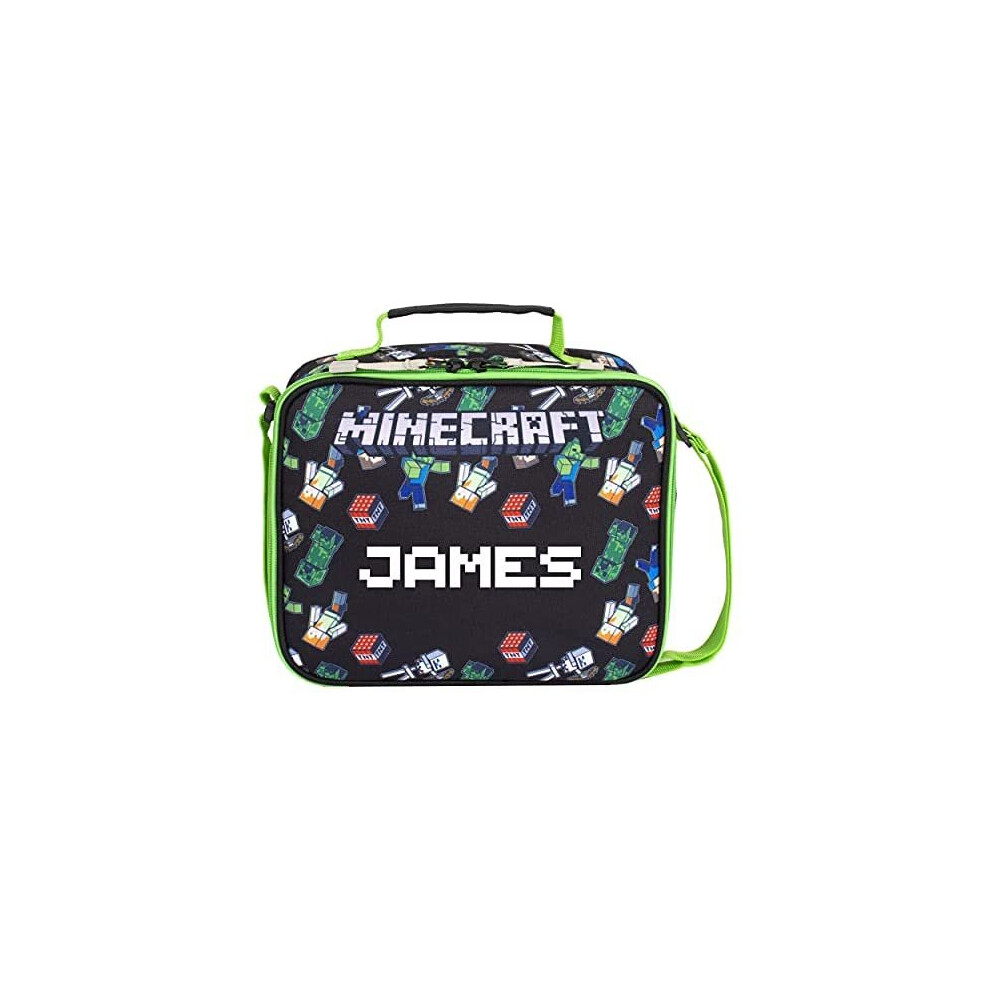 Minecraft - Minecraft World Personalised Lunch Bag - Kids Lunch Box - Official Minecraft Merchandise - Personalised Insulated Lunch Bag for Minec