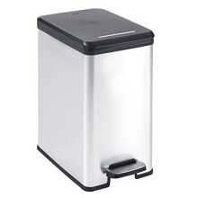 Curver Slim Pedal Bin Deco 25L Silver Trash Can Waste Container Rubbish Bin
