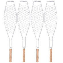 UPKOCH 4pcs Fish Grill Basket Folding Portable Stainless Steel Barbecue Bbq Grill Basket For Fish Vegetables Shrimp