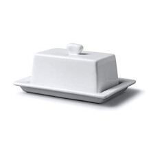 WM Bartleet & Sons Large Butter Dish with Lid, Traditional White Porcelain 18cm Butter Dishes with Handle and Cover White