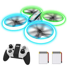 AVIALOGIC Q9 Drones for Kids,RC Drone with Altitude Hold and Headless Mode,Quadcopter with Blue & Green Lights,Propellers Full Protect and Double