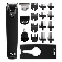 WAHL Multigroomer, Black Stainless Steel, Cordless, Rechargeable, Fully Washable, Close Cutting Blade, 11 in 1, Mens Beard Trimmer, Detail Trimm