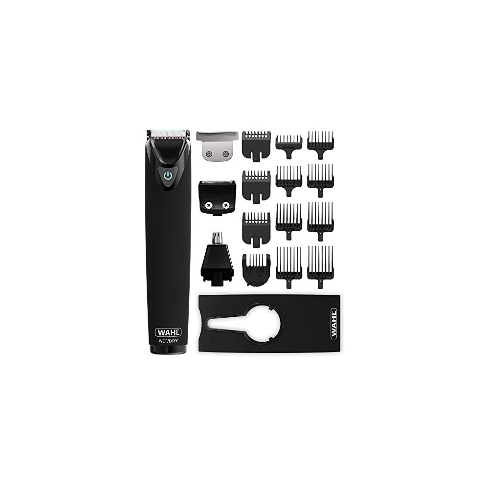 WAHL Multigroomer, Black Stainless Steel, Cordless, Rechargeable, Fully Washable, Close Cutting Blade, 11 in 1, Mens Beard Trimmer, Detail Trimm