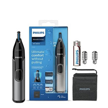 Philips Nose Hair Trimmer, Series 3000 Nose, Ear and Eyebrow Trimmer Showerproof with Protective Guard System, Battery-Operated, No pulling Guara