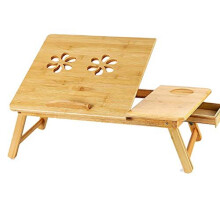 Holdfiturn Bamboo Laptop Bed Table Portable Laptop Stand Foldable Laptop Desk Bed Sofa Table Tray Adjustable Height and Viewing Angle Laptop Stan