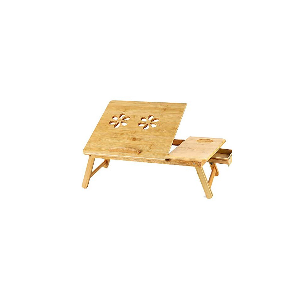 Holdfiturn Bamboo Laptop Bed Table Portable Laptop Stand Foldable Laptop Desk Bed Sofa Table Tray Adjustable Height And Viewing Angle Laptop Stan Light