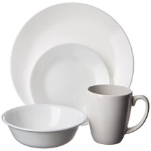 Corelle 1092896 16-Piece Vitrelle Glass Winter Frost White Chip and Break Resistant Dinner Set, Service for 4, White