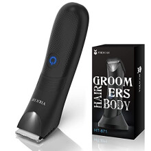 VIKICON Electric Groin Hair Trimmer, Balls Shaver for Men, Detachable Ceramic Blade Body Groomer & Pubic Hair Razor with LED light, Waterproof We