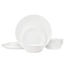 Corelle 18-Piece Vitrelle Glass Winter Frost White Chip and Break Resisitant Dinner Set, Service for 6