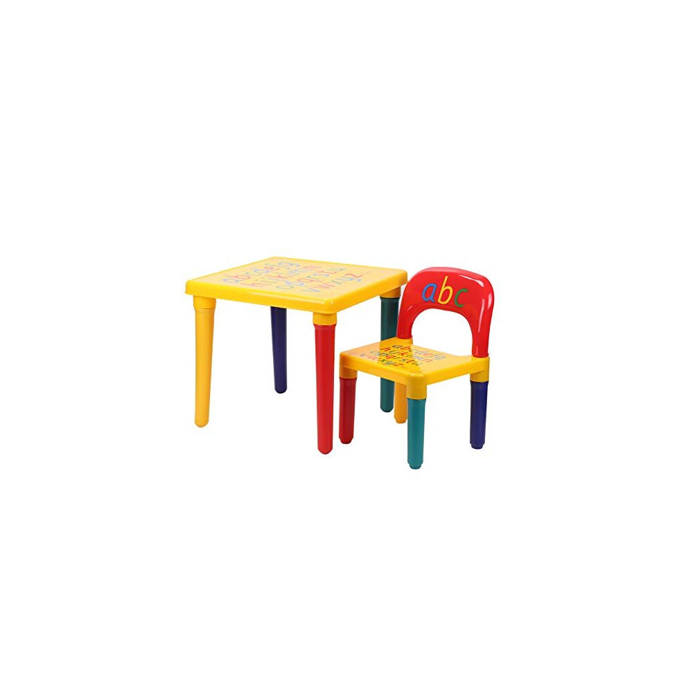 KingSaid Kids Table and Chair Set ABC Alphabet Table Furniture Child Learn & Play Educational Present
