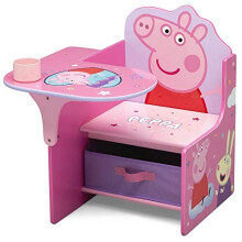 Bureau Chaise Delta Children avec Bac de Rangement - Idéal pour Arts, Goûter, École à Domicile, Devoirs & Plus, Peppa Pig
