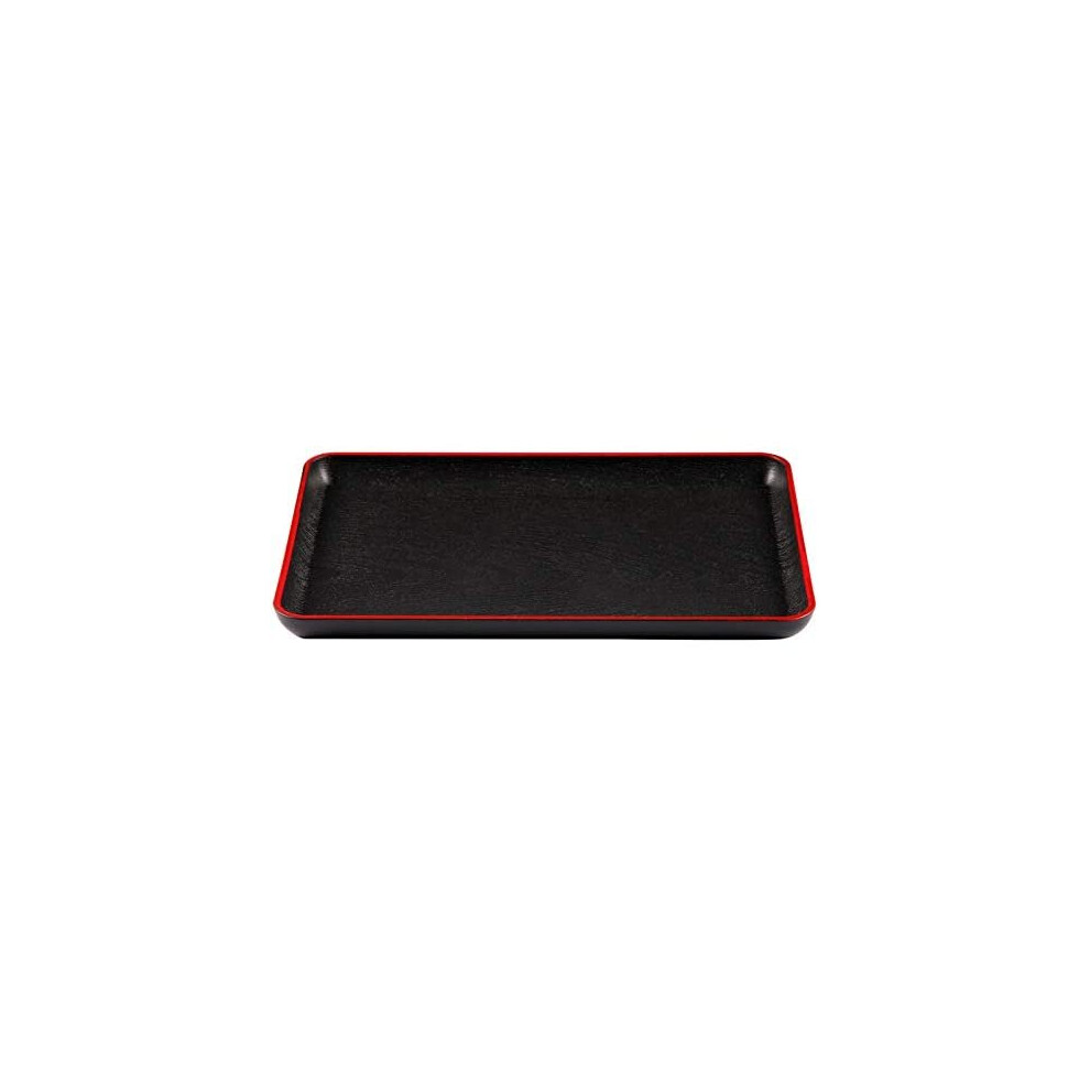 Serving Tray Japanese Style Rectangular Plastic Food Serving Plate Nesting Serving Trays for Restaurant Home Hotel Breakfast Coffee/Table Black (