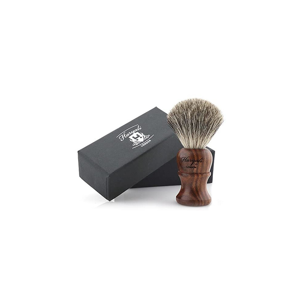 Haryali London Shaving Brush Super Badger - Wooden Mens Shaving Brush For Luxurious Lather - Long Lasting With No Bristle Loss - Ecofriendly Fini
