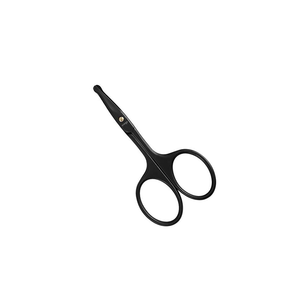 Livingo Black 9Cm Premium Nose Hair Scissors, Curved Safety Blades With Rounded Tip For Trimming Small Details Facial Hair, Ear Hair, Eyebrow (Black)