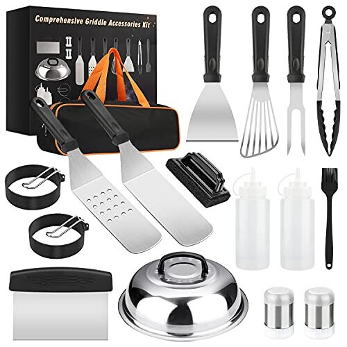 Yekale Griddle Accessories Kit, 15 Pcs Griddle Grill Tools Set for