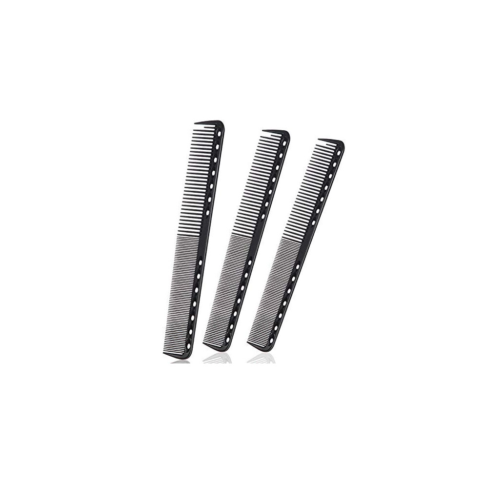 Huaxiyan Carbon Fine Cutting Comb Carbon Fiber Salon Hairdressing Comb Hairdressing Comb Heat Resistant Barber Comb (3 Pieces, Black)