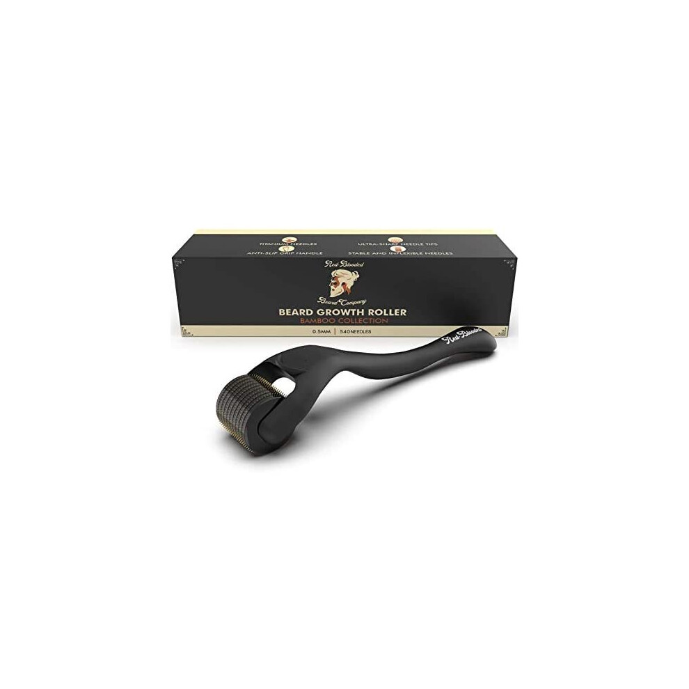 Red-Blooded Red/Black -Blooded Beard Growth Roller | 540 0.5Mm Titanium Needles | Derma Roller For Men | Matte Beard Roller | Stimulate Beard And Hair Growth