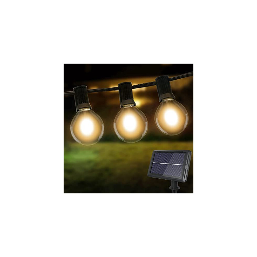 Solar Festoon Lights Outdoor,Shatterproof G40 LED Outdoor String Lights Waterproof with 25+2 Bulbs,26Ft/8M with 4 Modes Light for Outside Wedding