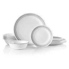 Corelle 18-piece Dinner Set, Mystic Grey, Service for 6, Chip Resistant Dinnerware, includes 26cm dinner plates, 17cm salad / side plates and 530ml so
