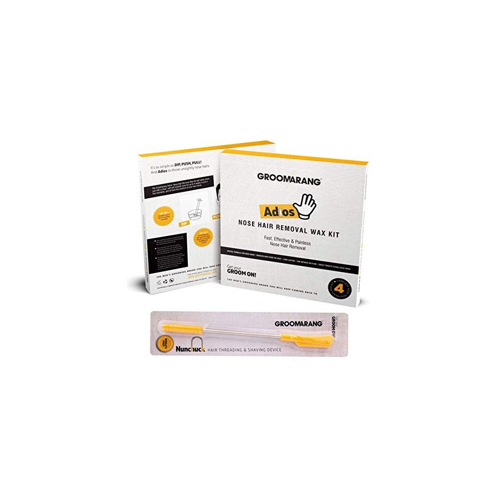 Groomarang Nose Hair Wax | Nose Waxing For Men & Women | Includes Nose Waxing Kit + Hair Threading Shaving Device For Beard Eyebrow Shaping