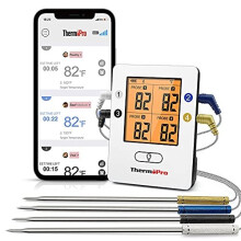 ThermoPro TP25 Bluetooth Meat Thermometer with 4 Temperature Probes Smart Wireless Digital Cooking Food BBQ Thermometer for Grilling Smart Oven T