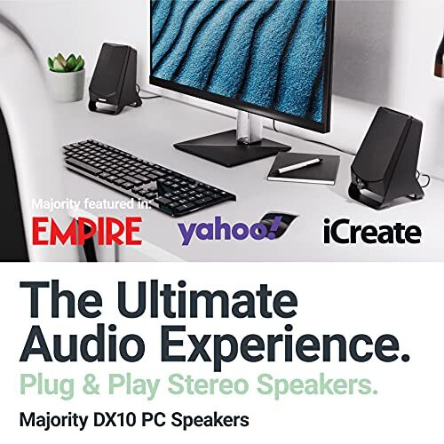 MAJORITY DX10 PC Speakers | 10W Power for USB Plug and Play | Classic Black with multi-connection 1