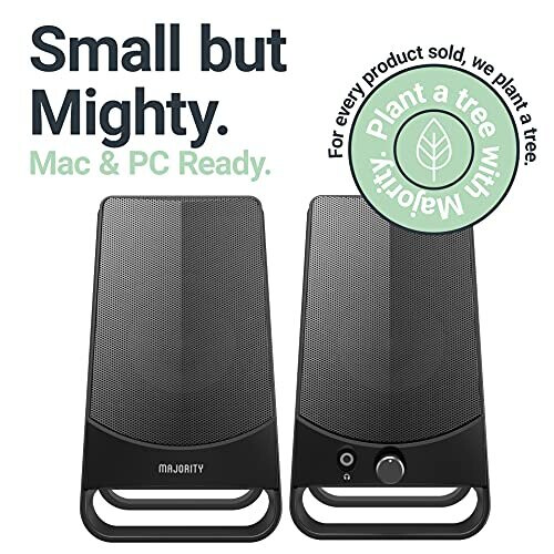 MAJORITY DX10 PC Speakers | 10W Power for USB Plug and Play | Classic Black with multi-connection 2