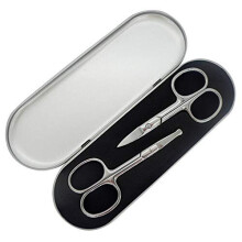 2Pcs Facial Hair Trimming Kit with Storage Box,Stainless Steel Grooming Small Scissors Nose Hair Beard Mustaches Eyebrow Eyelashes Ear Hair Trimm