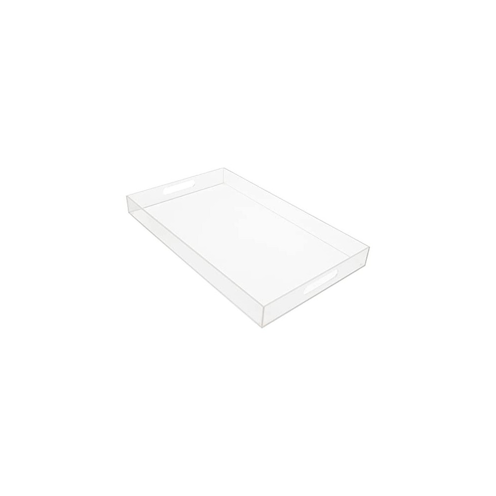 Kurtzy Clear Acrylic Plastic Serving Tray with Handles - L50 x W30cm / 19.69 x 11.81 Inches - Extra Large, Rectangular & Spill Proof - Decorative