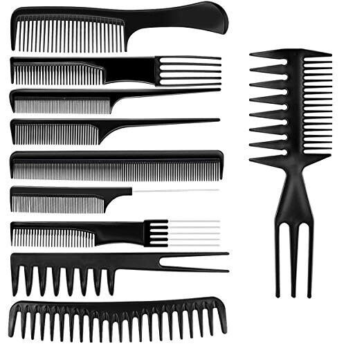 10 Pcs Hair Combs Set Wide Tooth Comb Anti-static Barber Comb Fine Hair Styling Comb Professional Hairdressing Comb Detangling Combs Rat Tail Com