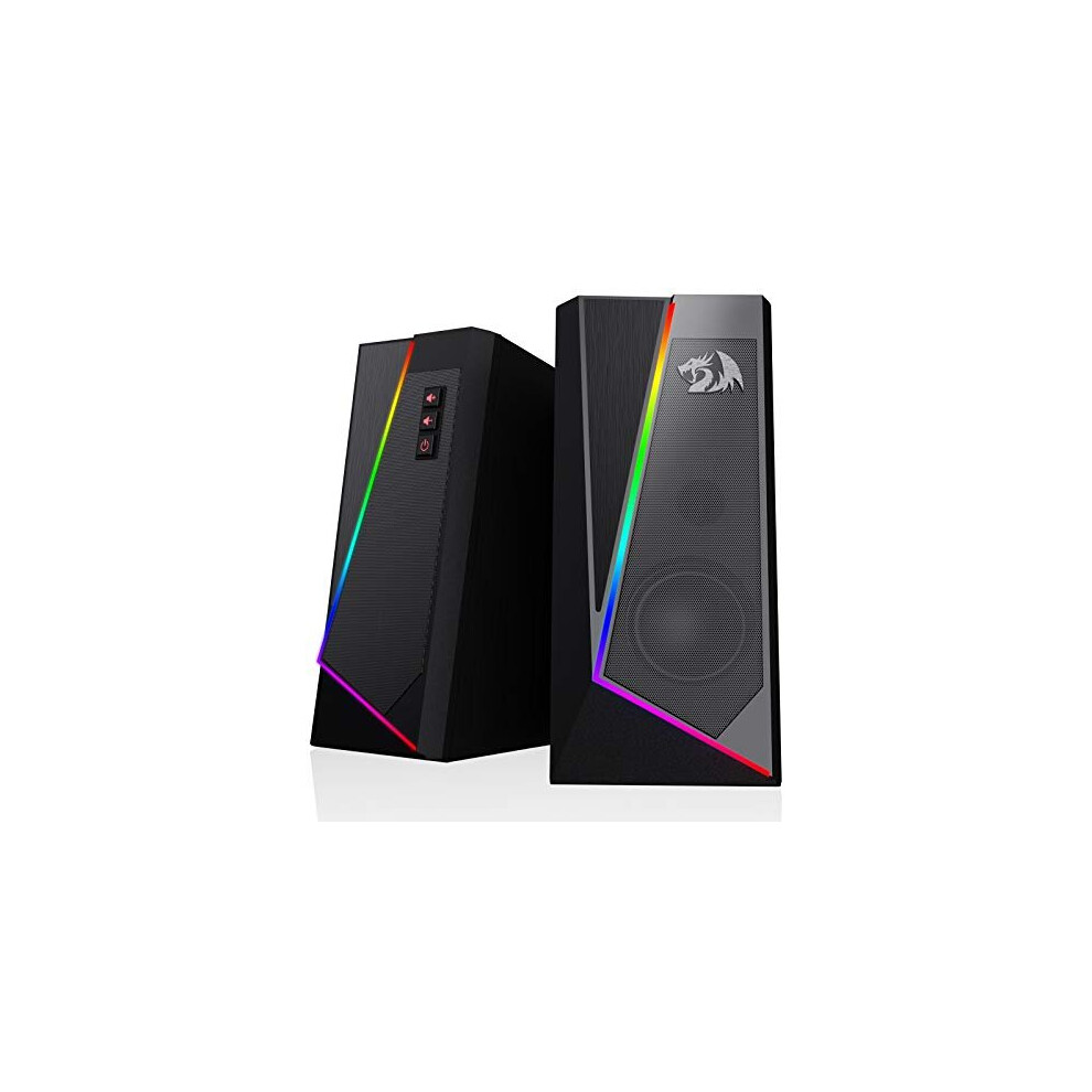 Redragon Gs520 Anvil Rgb Desktop Speakers, 2.0 Channel Pc Computer Stereo Speaker With 6 Colorful Led Modes, Enhanced Bass And Easy-Access Volume Light 4897093823496