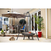 La Hacienda 55578 Tripod Grill – Black Steel, Adjustable Height for Precise Cooking, Fits Many La Hacienda Fire Pits